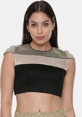 Black Embroidered Silk Top
