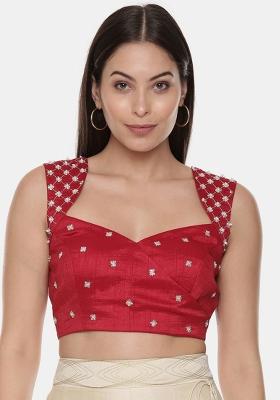 Red Embroidered Cotton Top