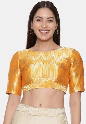 Gold Orange Jaquard Silk Top
