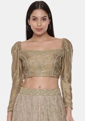 Gold Embroidered Silk Top