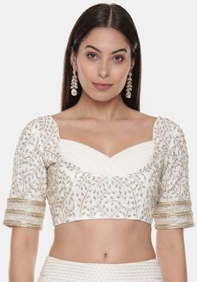 Ivory Embroidered Silk Top