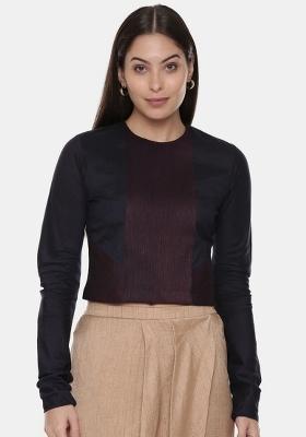 Blue Solid Cotton Top