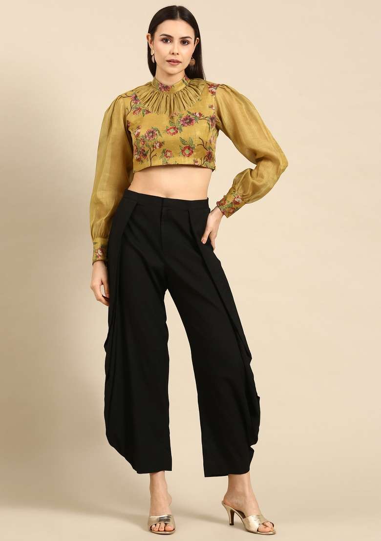 Yellow Printed Blended Top - Indya