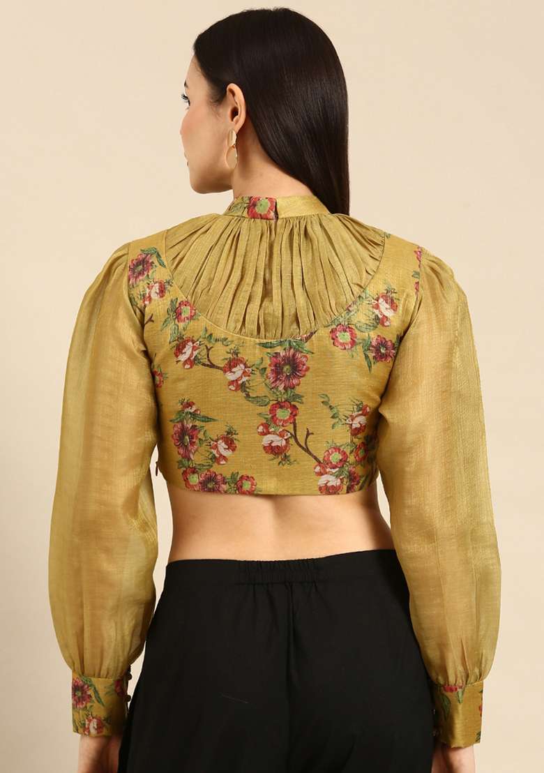 Yellow Printed Blended Top - Indya
