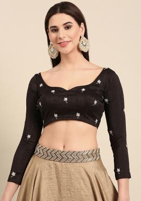 Black Embroidered Silk Top
