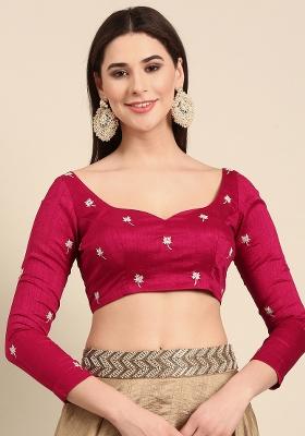 Wine Embroidered Silk Top