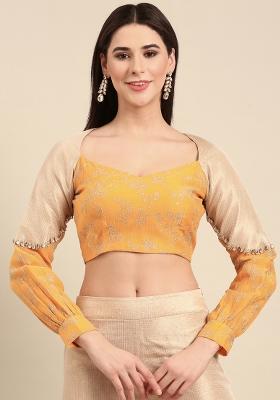 Yellow And Gold Embroidered Chanderi Top