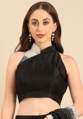 Black Embroidered Silk Top