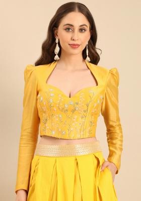 Yellow Embroidered Silk Top