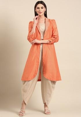 Orange Solid Satin Top