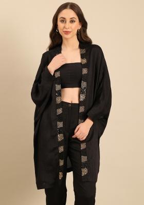 Black Embroidered Silk Top