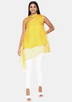 Yellow Solid Silk Top