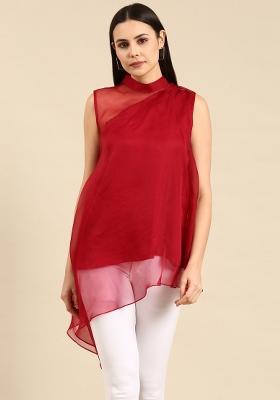 Maroon Solid Silk Top