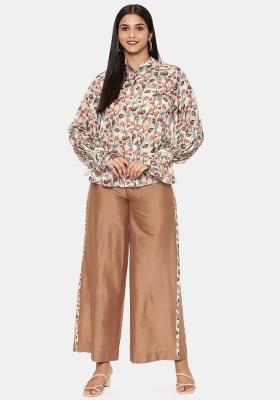 Brown Printed Muslin Top