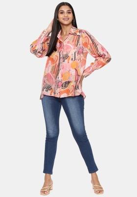 Orange Printed Muslin Top