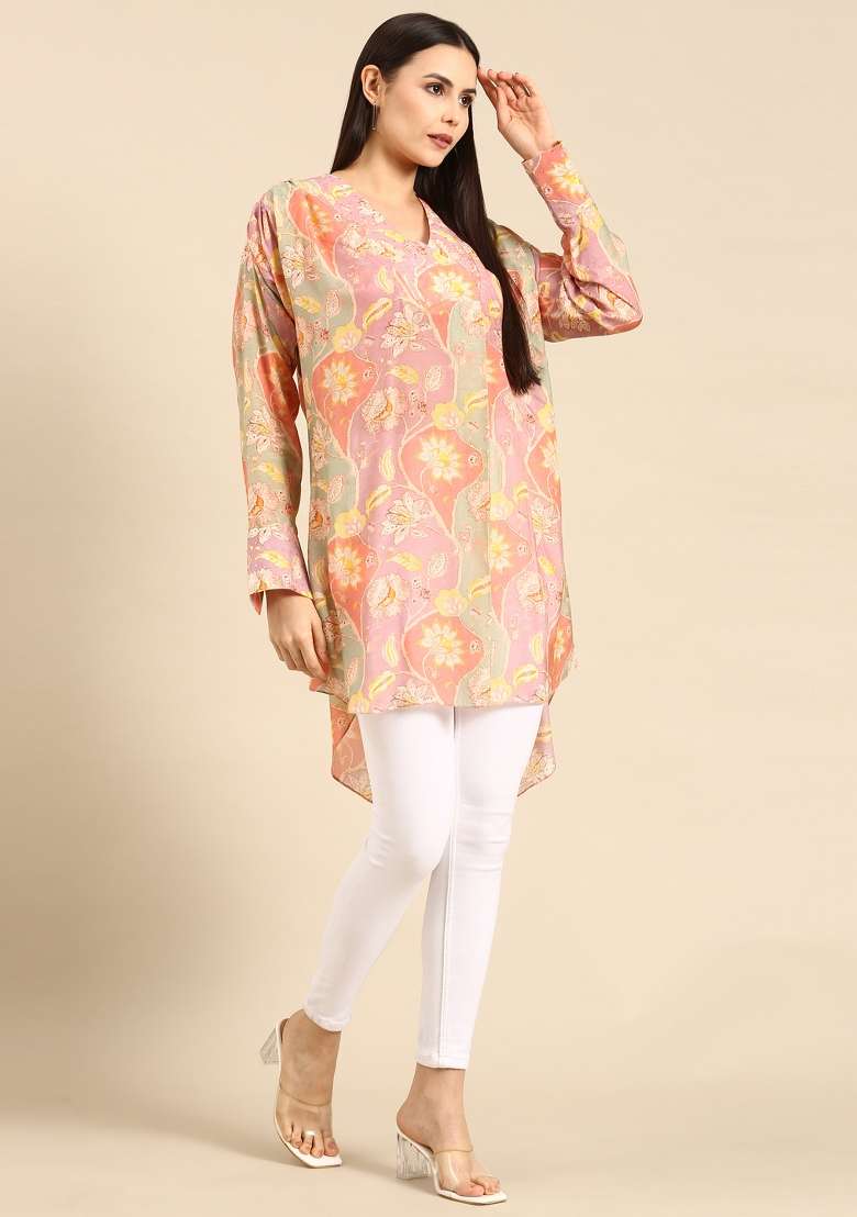 Brown Printed Muslin Top - Indya