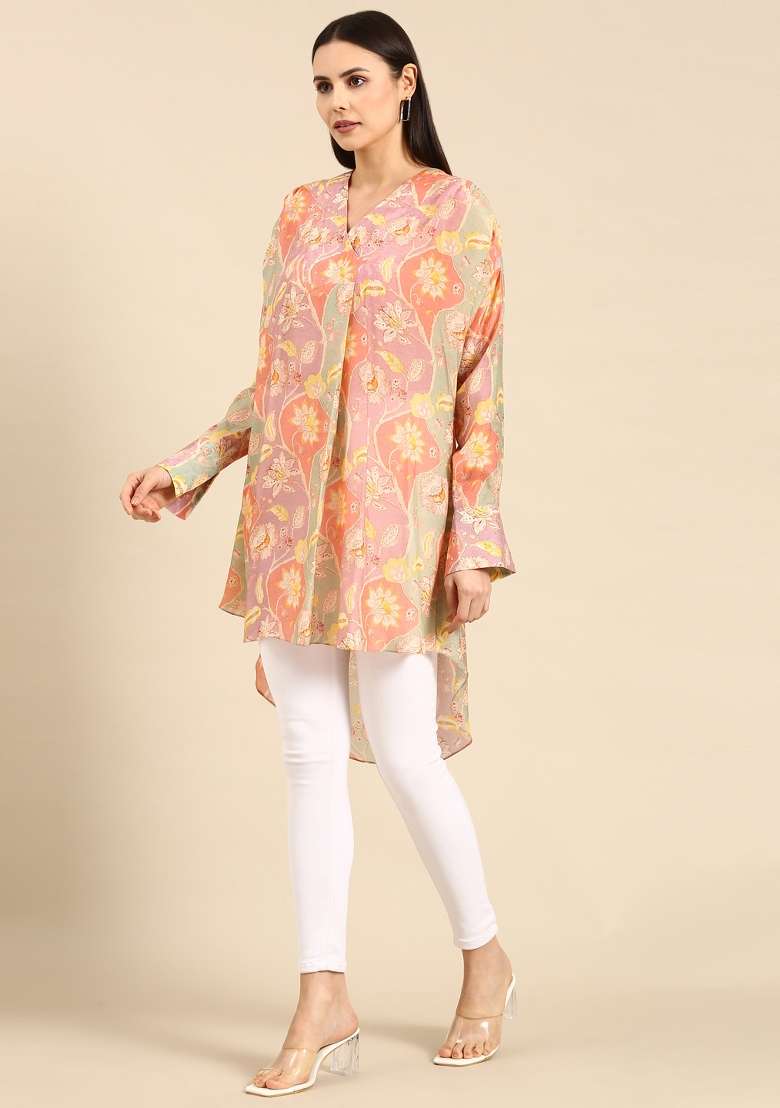 Brown Printed Muslin Top - Indya