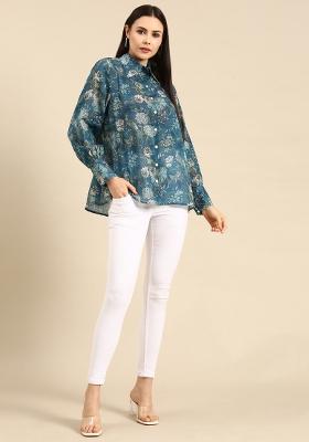 Blue Printed Cotton Top