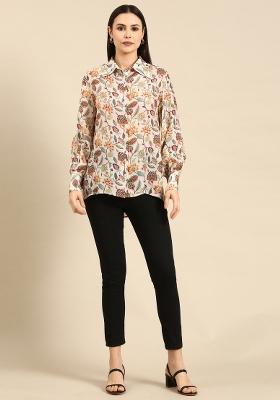 Cream Printed Muslin Top