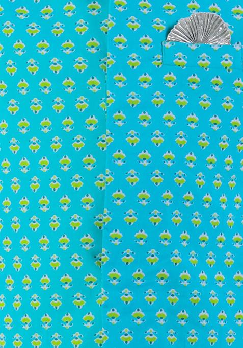 Green Printed Jacket With Kurta And Pajama (Set of 3)