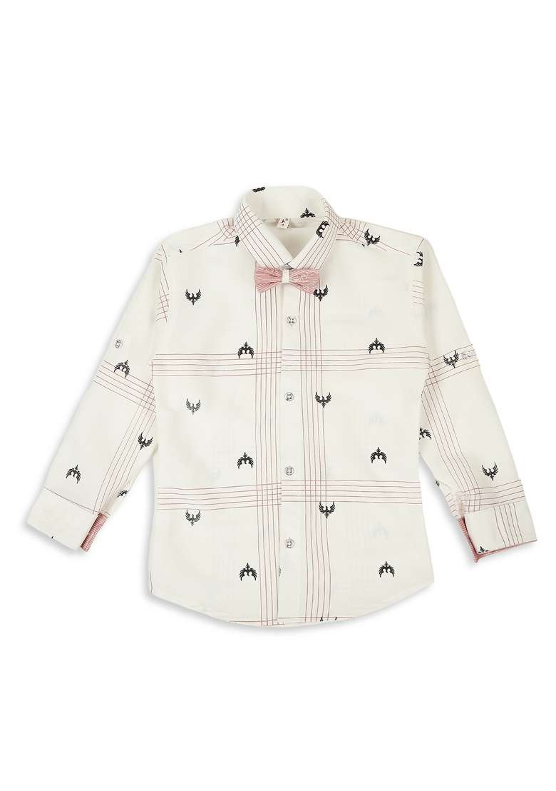 Pink Printed Cotton Blend Nehru Jacket Set For Boy - Indya