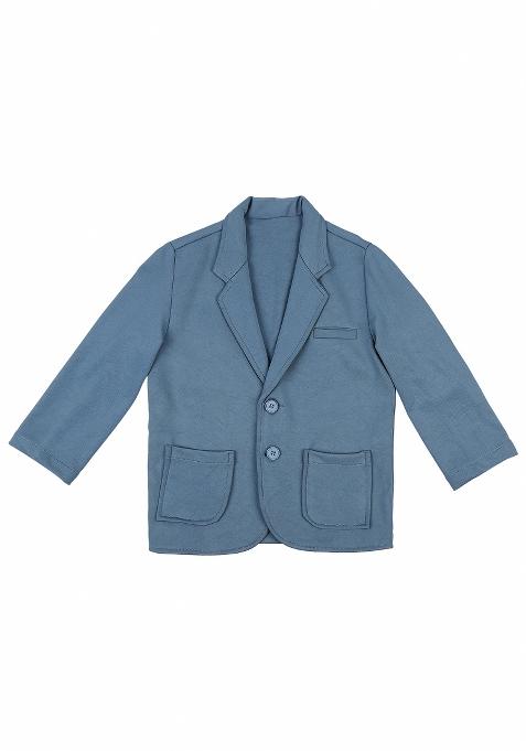 Black Printed Cotton Nehru Jacket Set For Boy