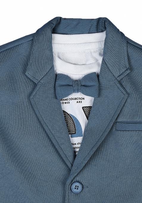 Black Printed Cotton Nehru Jacket Set For Boy