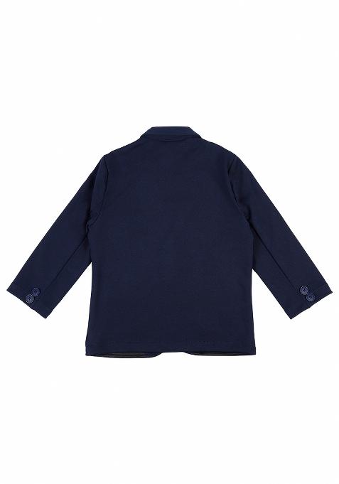 Navy Blue Printed Cotton Nehru Jacket Set For Boy