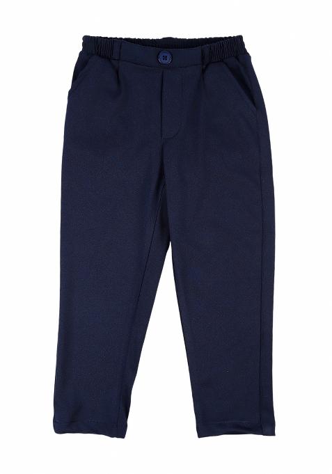 Navy Blue Printed Cotton Nehru Jacket Set For Boy