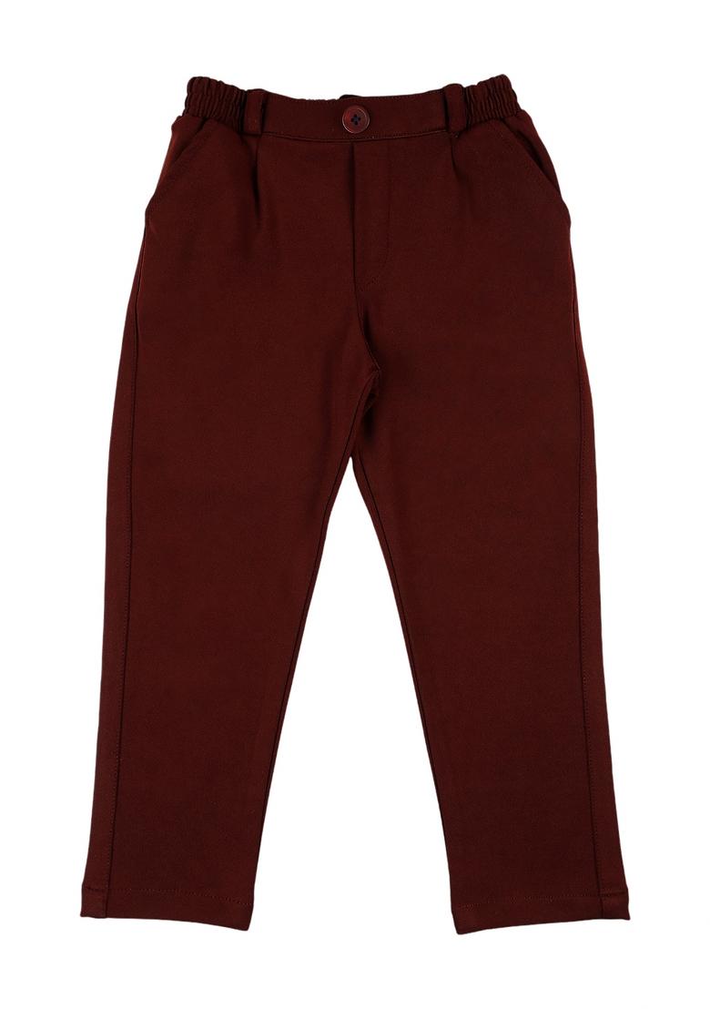 Maroon Printed Cotton Nehru Jacket Set For Boy