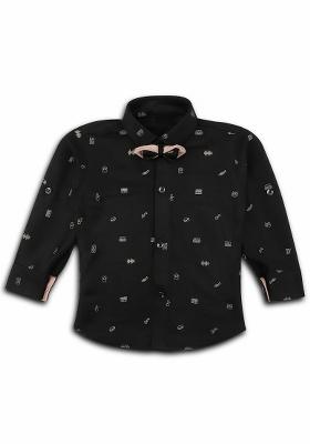 Peach Printed Cotton Nehru Jacket Set For Boy