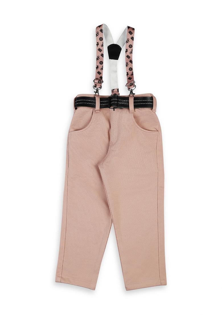 Peach Printed Cotton Nehru Jacket Set For Boy