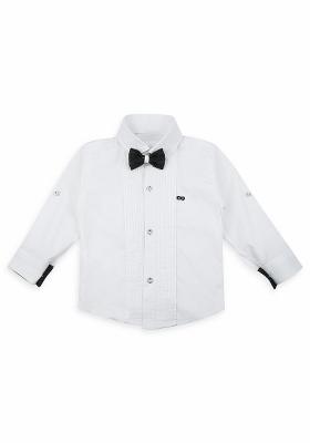 White Printed Cotton Nehru Jacket Set For Boy
