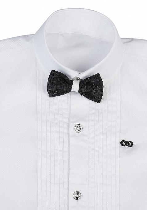 White Printed Cotton Nehru Jacket Set For Boy