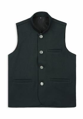 Bottle Green Solid Poly Cotton Nehru Jacket
