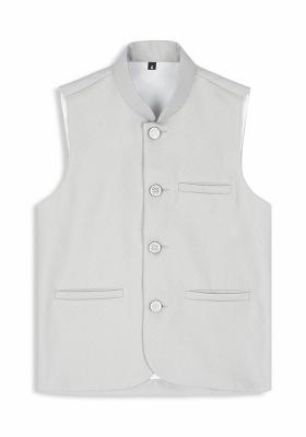 Grey Solid Poly Cotton Nehru Jacket