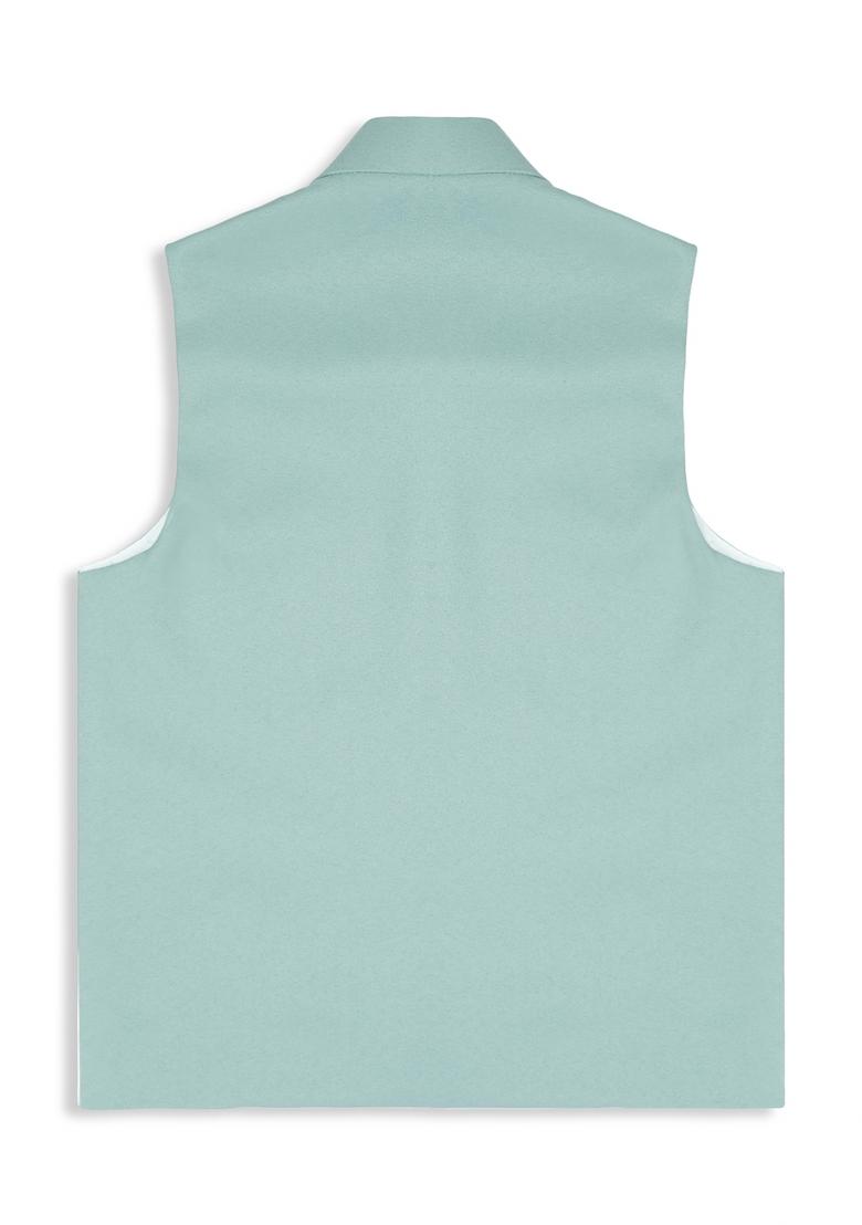Light Green Solid Poly Cotton Nehru Jacket