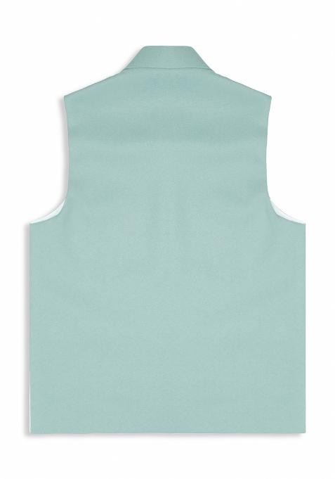 Light Green Solid Poly Cotton Nehru Jacket