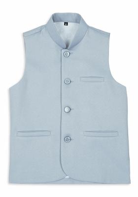 Sky Blue Solid Poly Cotton Nehru Jacket