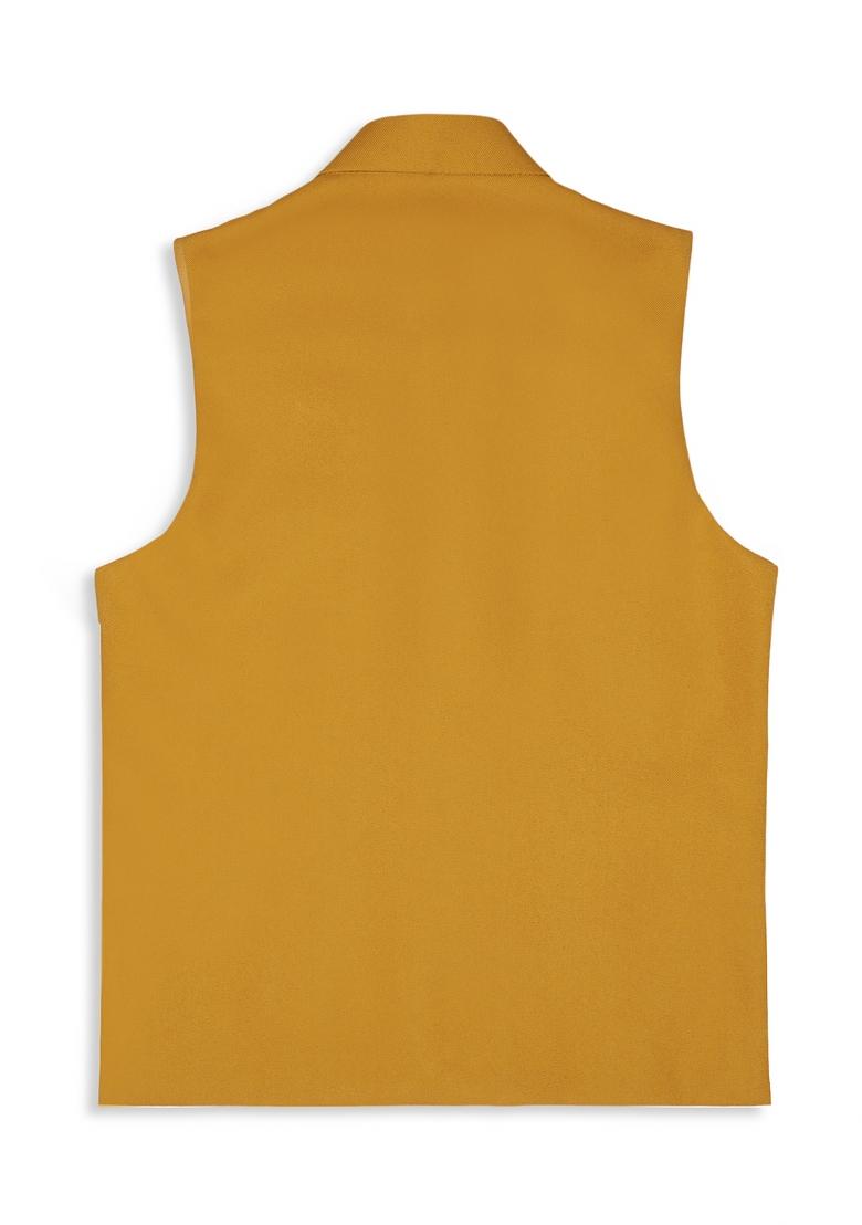 Ocher Yellow Solid Poly Cotton Nehru Jacket
