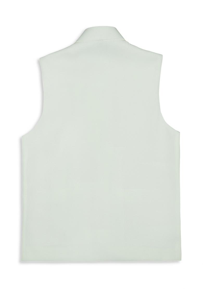 Off White Solid Poly Cotton Nehru Jacket