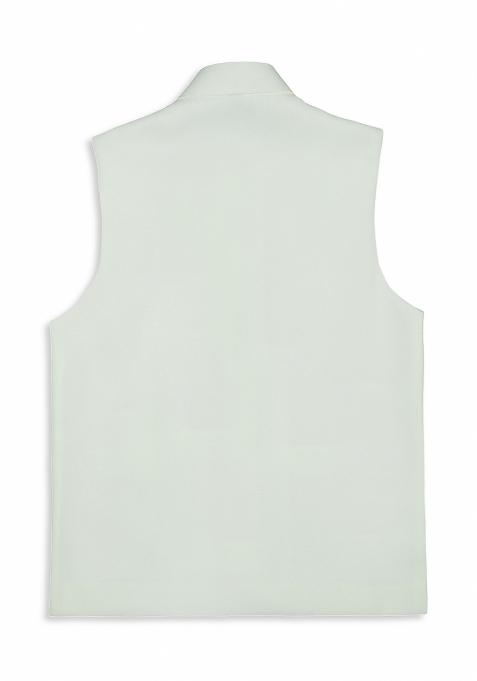 Off White Solid Poly Cotton Nehru Jacket