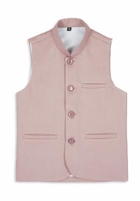 Peach Solid Poly Cotton Nehru Jacket