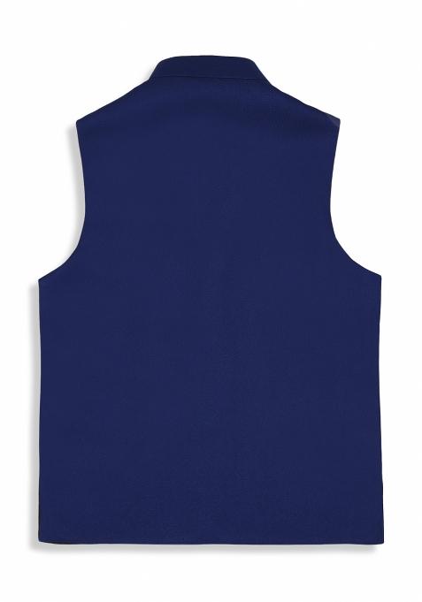 Royal Blue Solid Poly Cotton Nehru Jacket