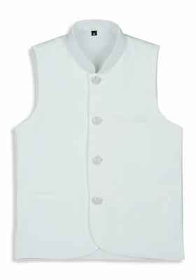 White Solid Poly Cotton Nehru Jacket