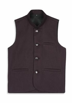 Wine Solid Poly Cotton Nehru Jacket