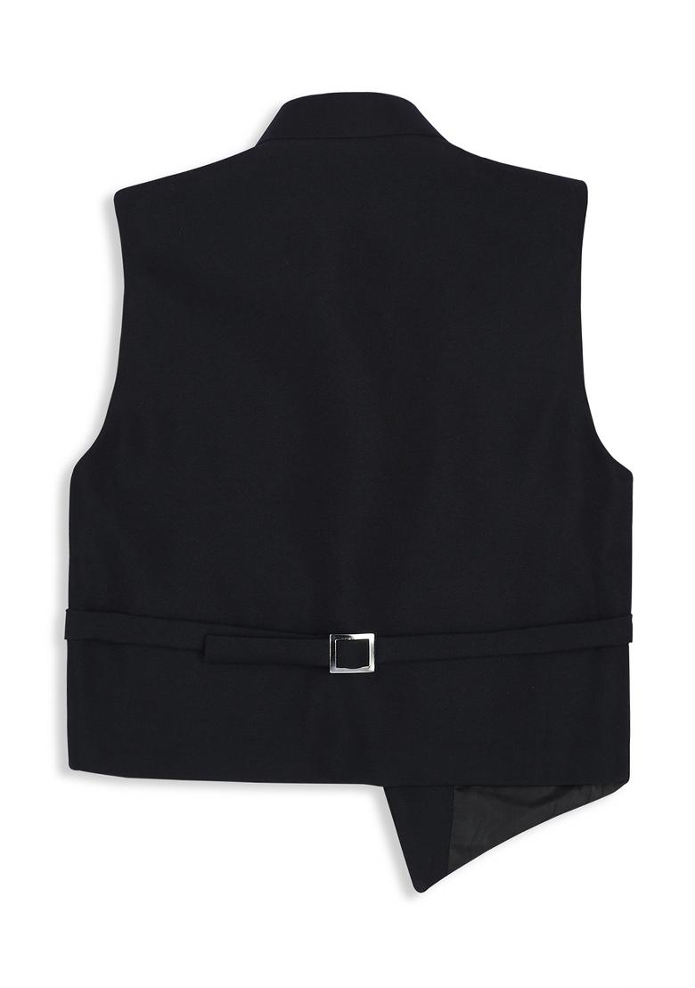 Navy Blue Printed Poly Cotton Nehru Jacket Set For Boy