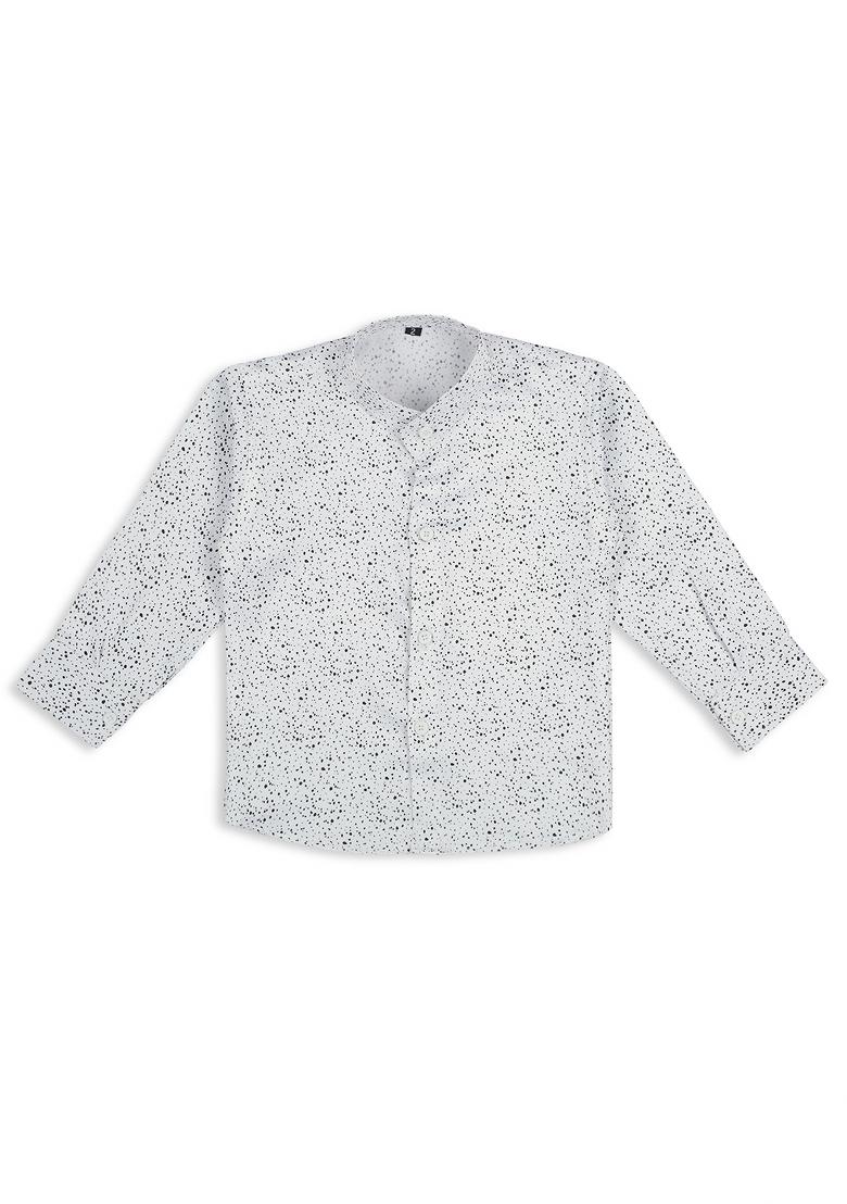 Black Printed Poly Cotton Nehru Jacket Set For Boy