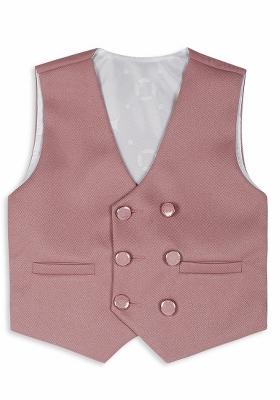 Peach Printed Poly Cotton Nehru Jacket Set For Boy