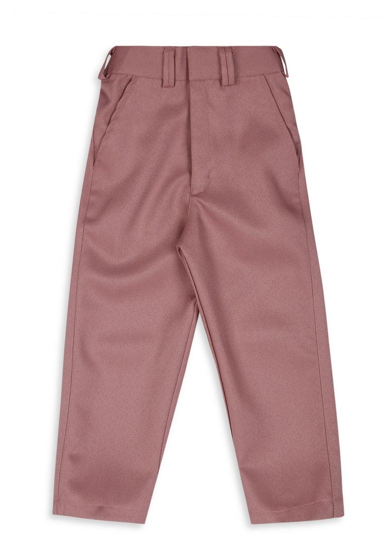 Peach Printed Poly Cotton Nehru Jacket Set For Boy